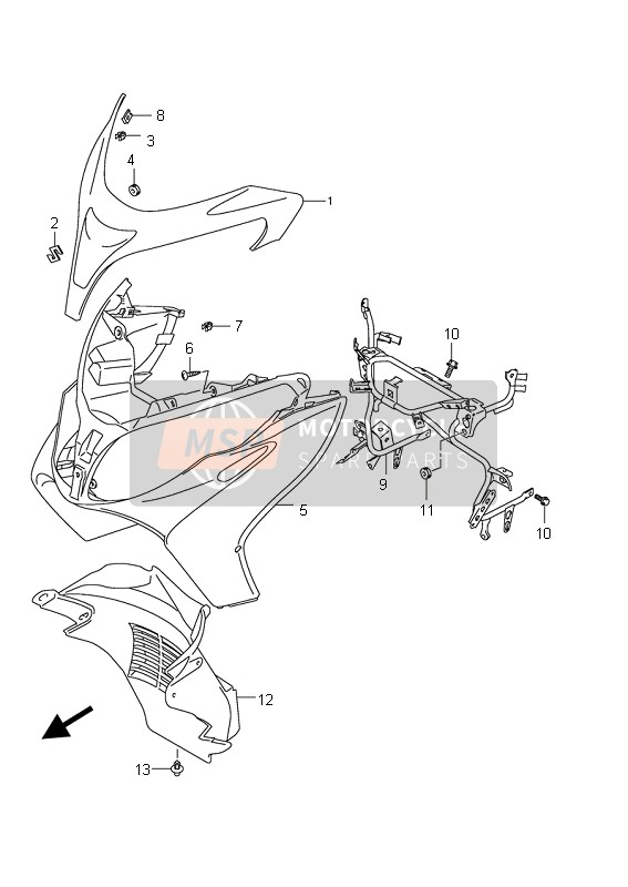 Suzuki AN400(A)(ZA) BURGMAN 2011 Front Leg Shield (AN400ZA E51) for a 2011 Suzuki AN400(A)(ZA) BURGMAN